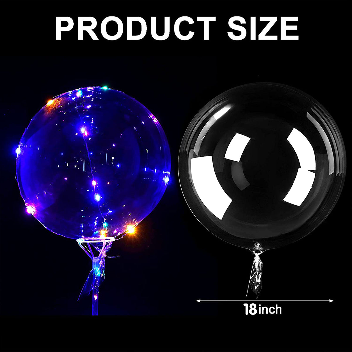 10Pcs New Year Clear LED light Up BoBo Balloons Luminous Bubble Balloon with Light String and Sticks for Wedding Party Decor