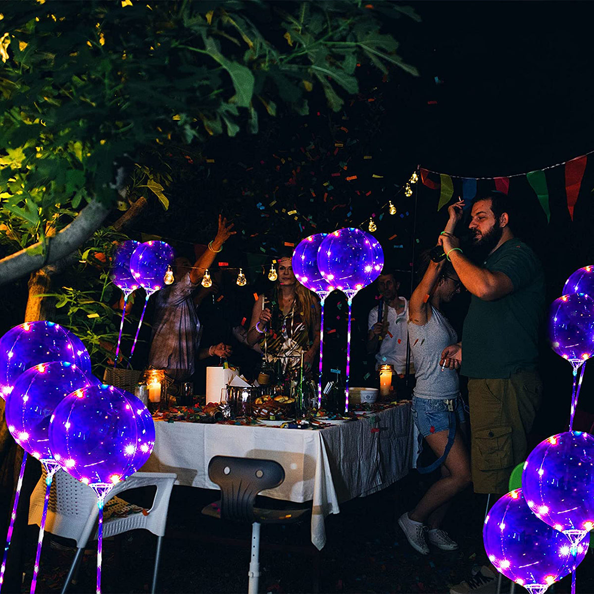 10Pcs New Year Clear LED light Up BoBo Balloons Luminous Bubble Balloon with Light String and Sticks for Wedding Party Decor