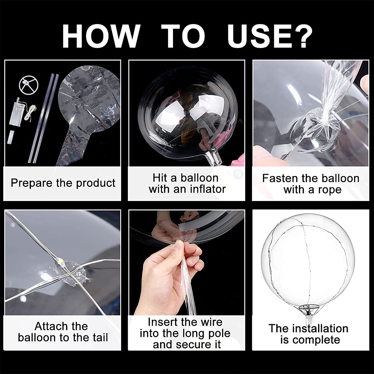 10Pcs New Year Clear LED light Up BoBo Balloons Luminous Bubble Balloon with Light String and Sticks for Wedding Party Decor