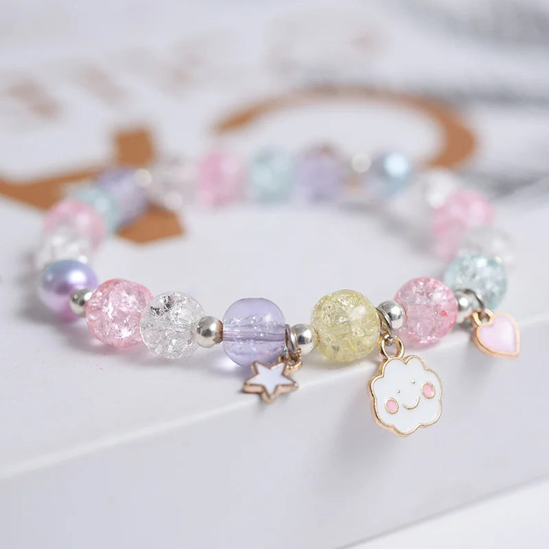 Makersland Cute Popcorn beads Bracelet Friendship Glass Bracelets For Girls Star Moon Cloud Flower Jewelry Accessories Wholesale