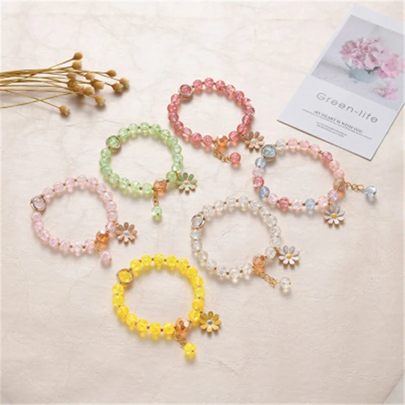 Makersland Cute Popcorn beads Bracelet Friendship Glass Bracelets For Girls Star Moon Cloud Flower Jewelry Accessories Wholesale