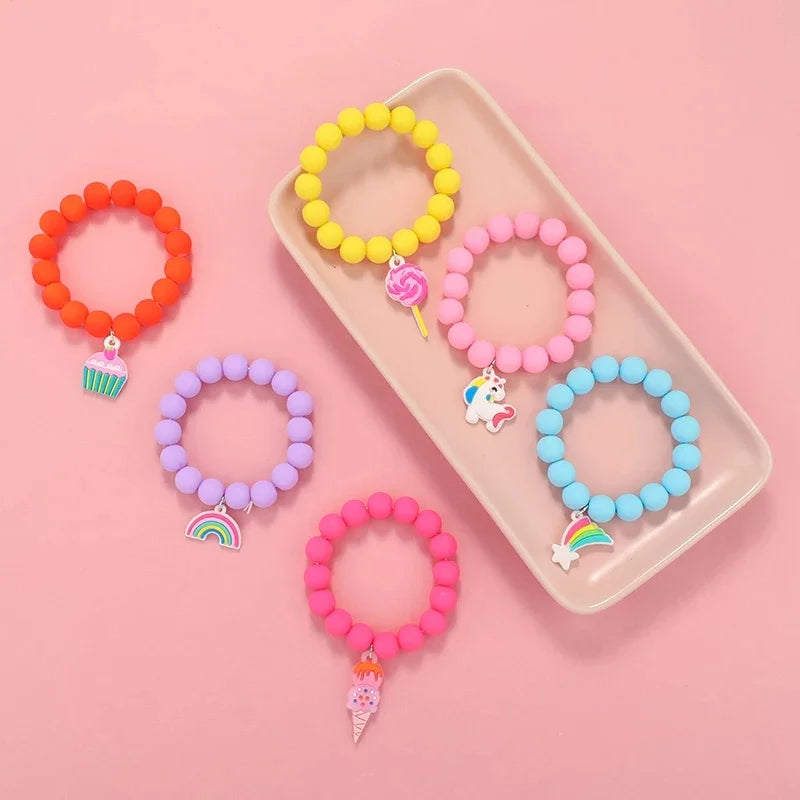 Makersland Cute Popcorn beads Bracelet Friendship Glass Bracelets For Girls Star Moon Cloud Flower Jewelry Accessories Wholesale