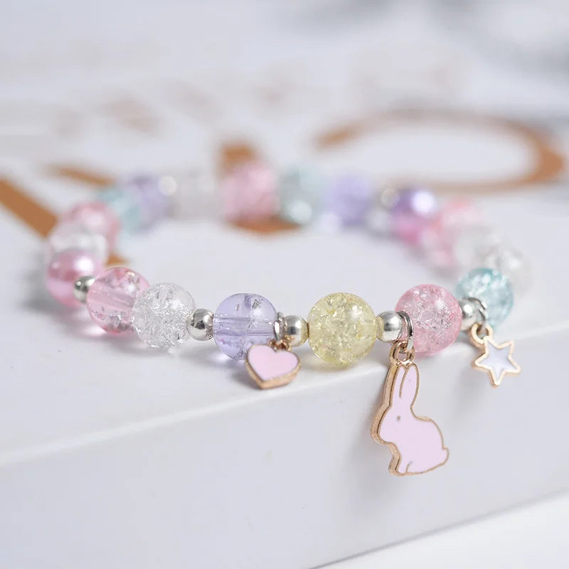 Makersland Cute Popcorn beads Bracelet Friendship Glass Bracelets For Girls Star Moon Cloud Flower Jewelry Accessories Wholesale