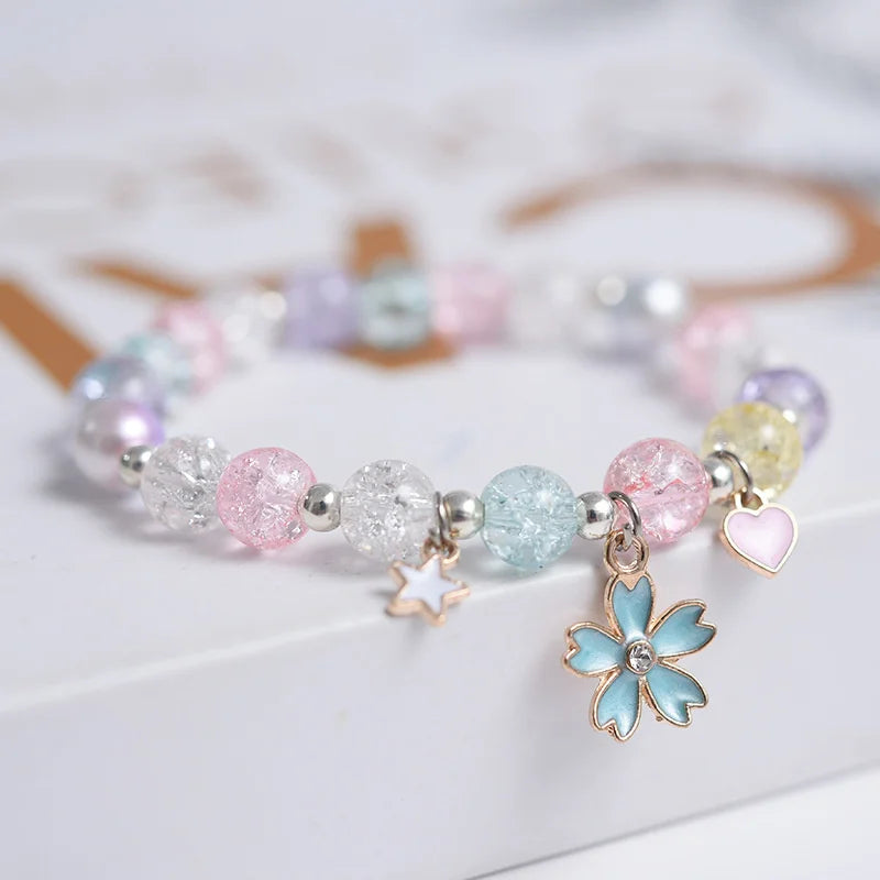 Makersland Cute Popcorn beads Bracelet Friendship Glass Bracelets For Girls Star Moon Cloud Flower Jewelry Accessories Wholesale