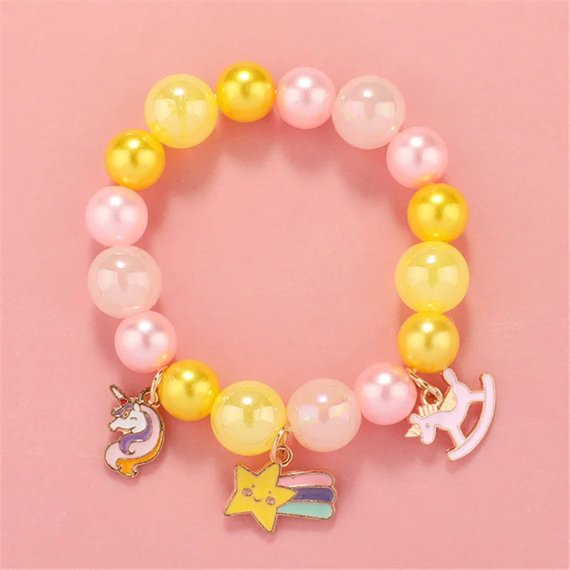 Makersland Cute Popcorn beads Bracelet Friendship Glass Bracelets For Girls Star Moon Cloud Flower Jewelry Accessories Wholesale
