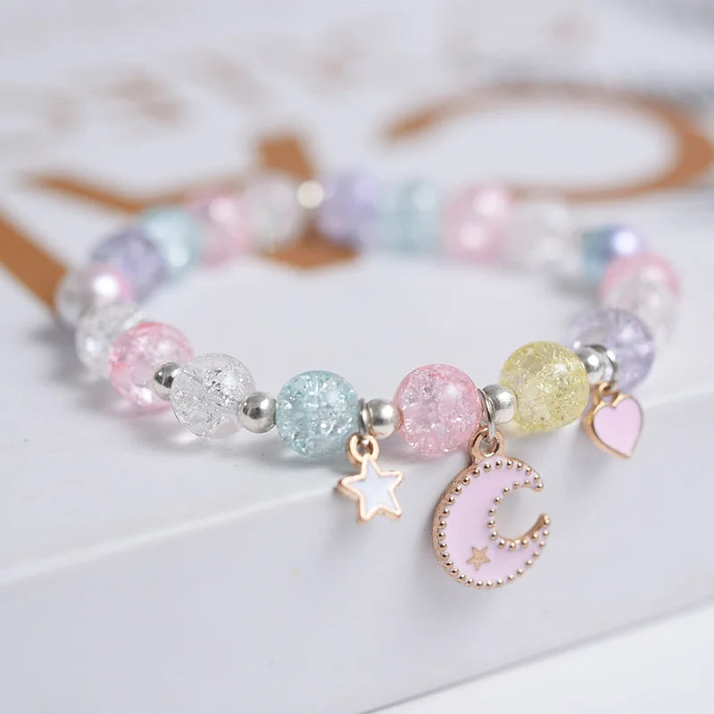 Makersland Cute Popcorn beads Bracelet Friendship Glass Bracelets For Girls Star Moon Cloud Flower Jewelry Accessories Wholesale
