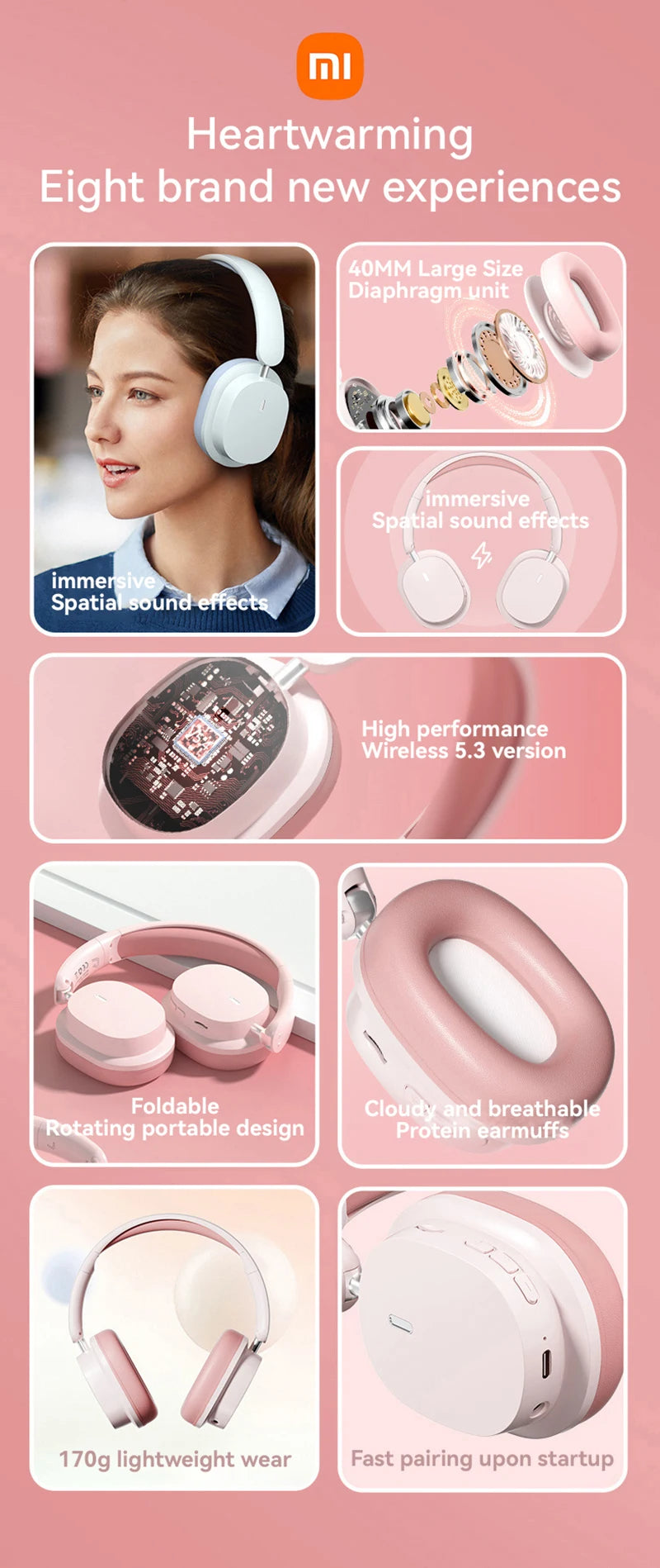 Xiaomi New Wireless Headphones Bluetooth 5.3 Headset Head Mounted Noise Cancelling Headband Sport Earbuds Earphones For Running