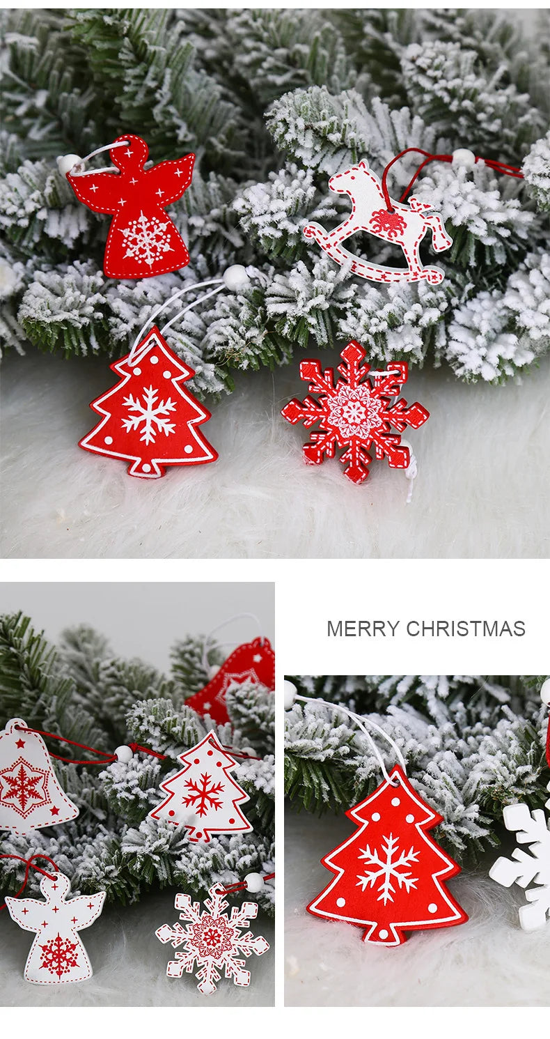 9/12pcs Christmas Dwarf Wooden Pendant Christmas Tree Hanging Ornaments New Year 2024 Christmas Gift Decorations Noel Home Decor
