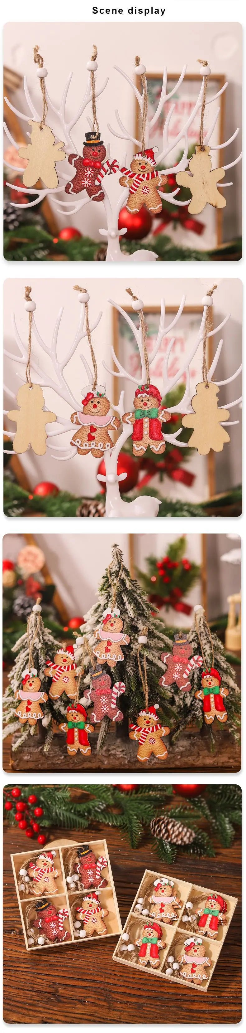 9/12pcs Christmas Dwarf Wooden Pendant Christmas Tree Hanging Ornaments New Year 2024 Christmas Gift Decorations Noel Home Decor