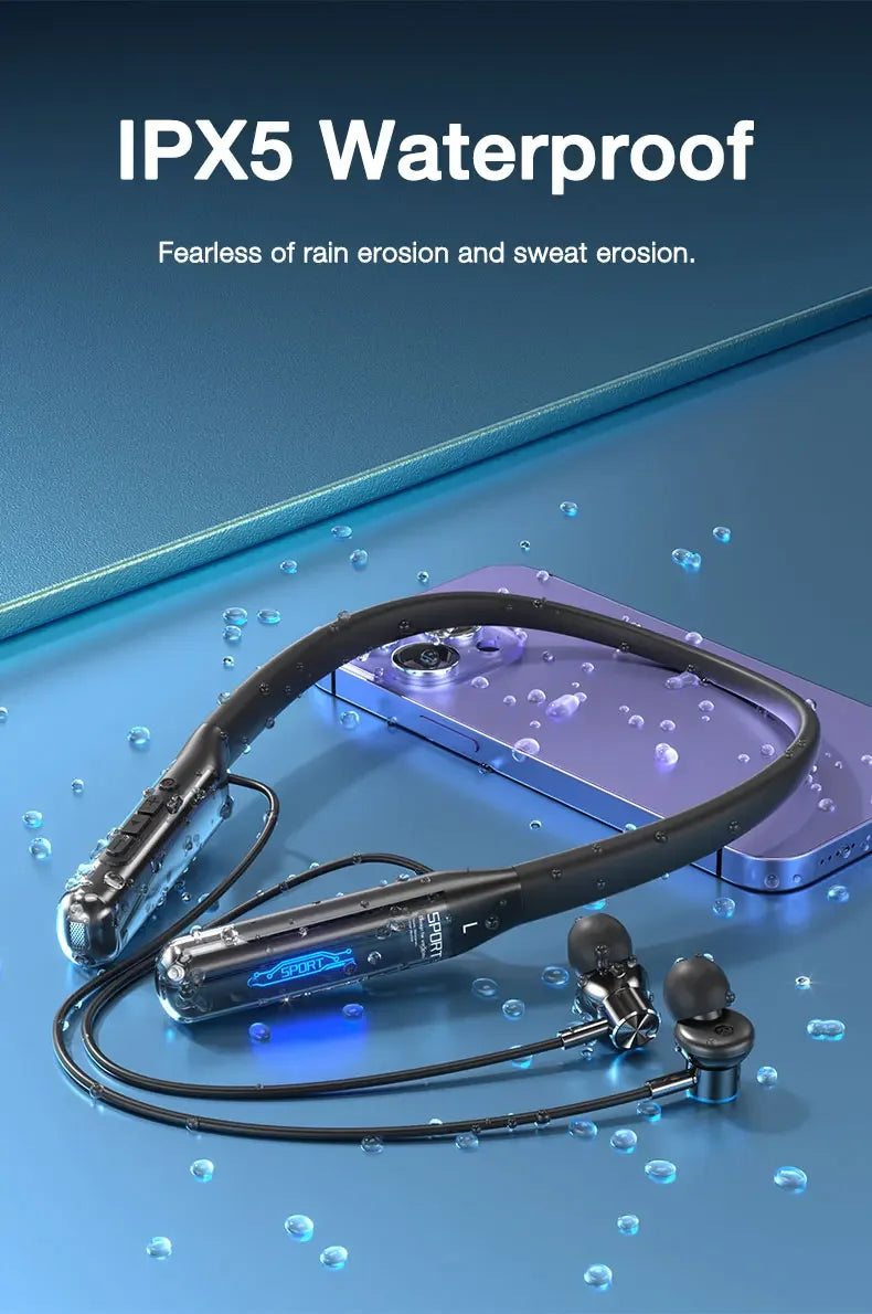 EARDECO 80 Hours Endurance Bluetooth Sport Headphone with Mic Wireless Headphones Bass Stereo Neckband Earphones Bluetooth 5.3