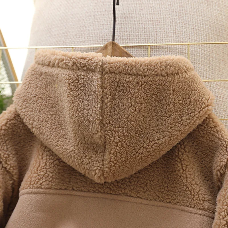 IYEAL Children's Jacket Coat Autumn Winter Warm Fleece Outerwear Boys Clothing Fleece Thickened Boy Clothes 4 8 to 10 years