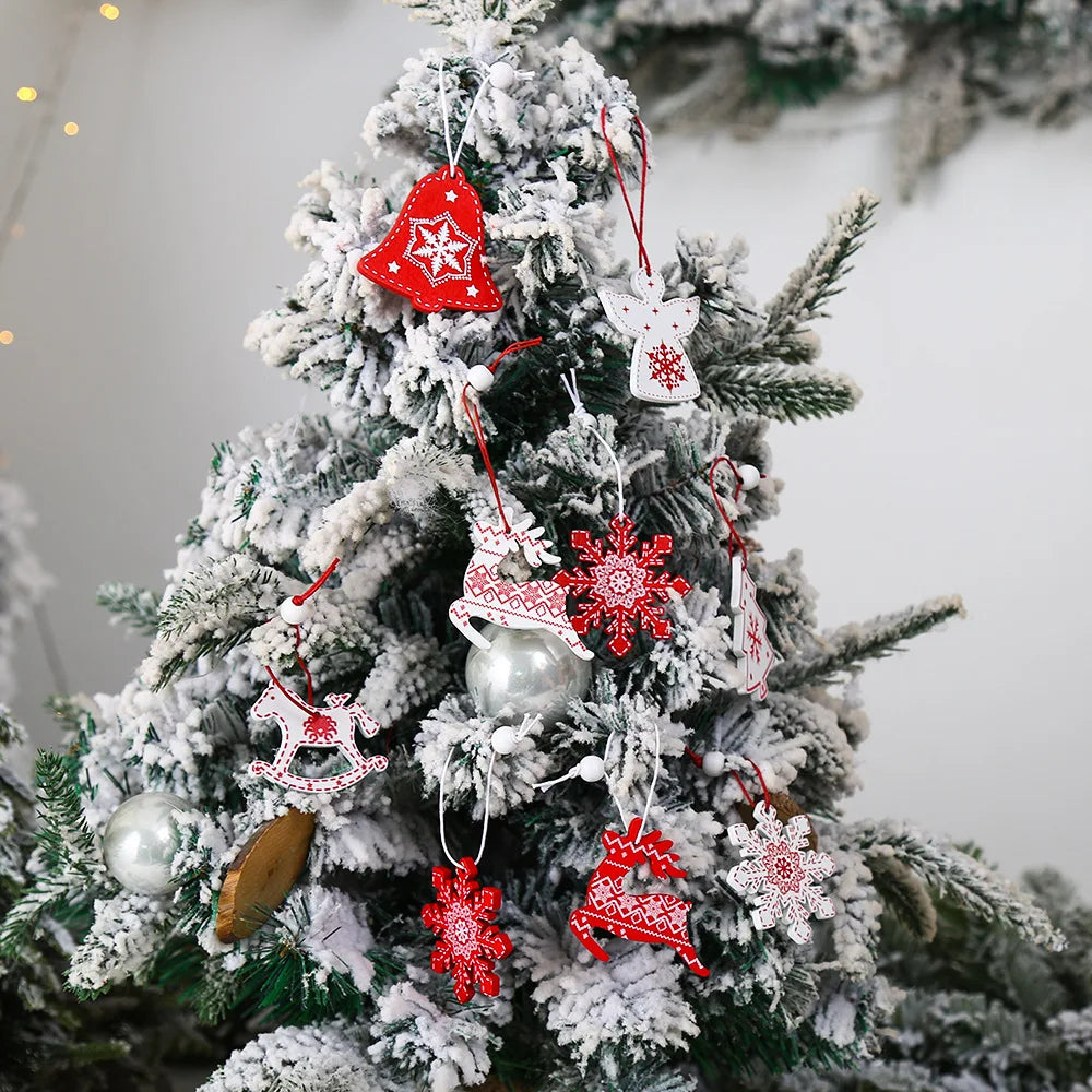 9/12pcs Christmas Dwarf Wooden Pendant Christmas Tree Hanging Ornaments New Year 2024 Christmas Gift Decorations Noel Home Decor