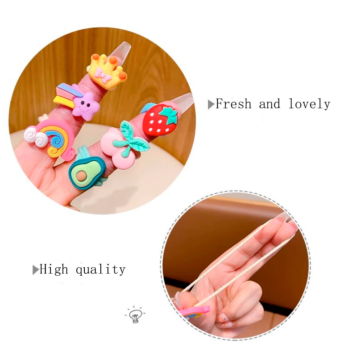 30pcs opp bag packaging Cartoon Towel Loop Hair Tie for Girls Stretch Hair Tie Delivered with Random Delivery