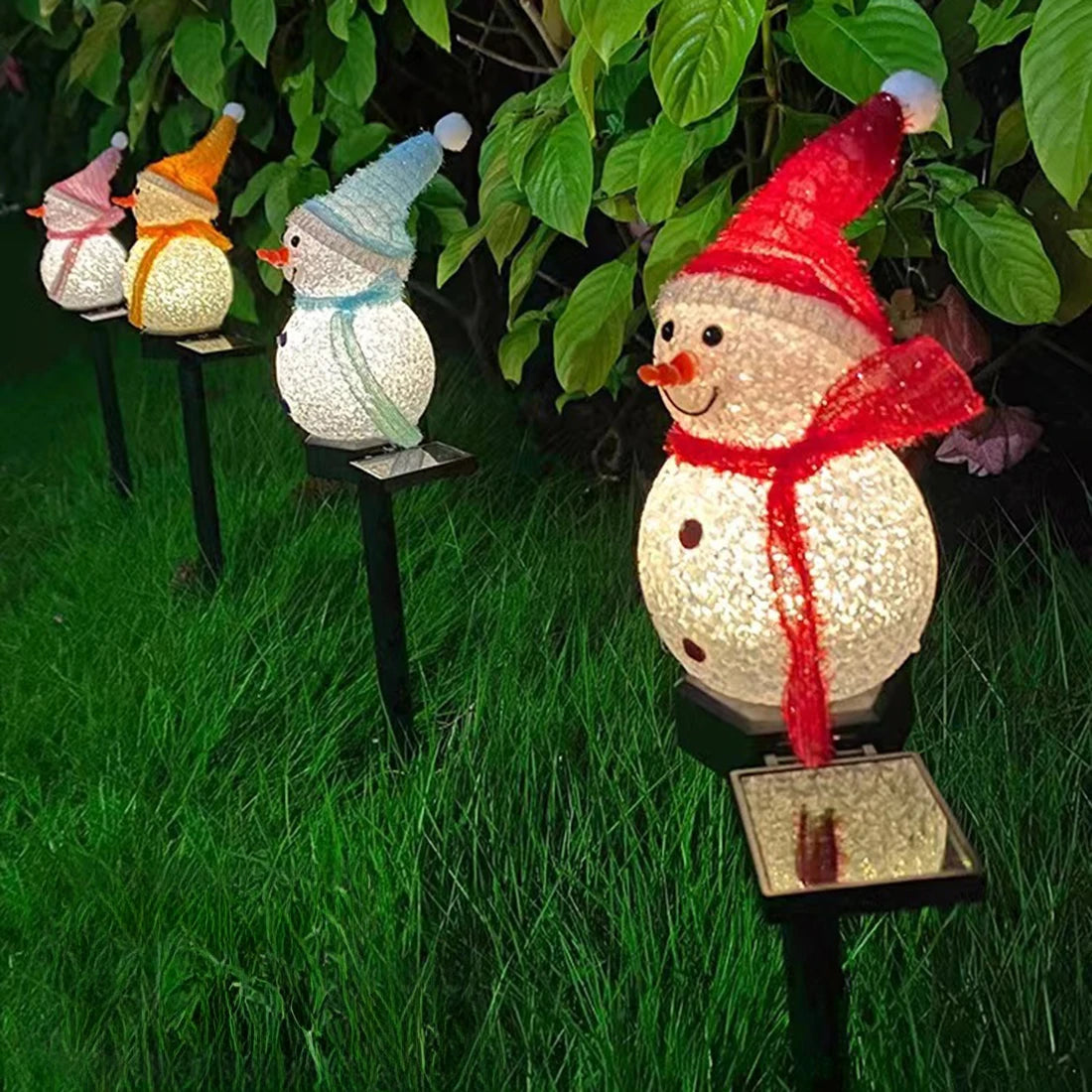 2024 New Christmas Snowman Decoration Light LED Solar Lights Outdoor Waterproof Post Lamp Garden Lawn Landscape Nightlight