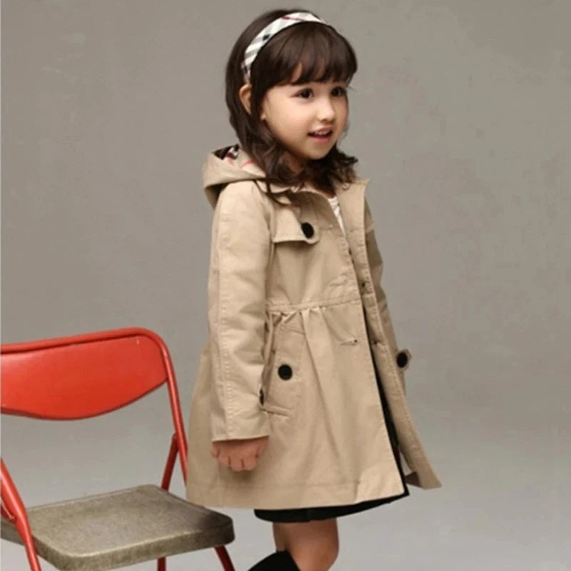 3-10Y Baby Girl's Spring Autumn Hoodied Windbreaker Children Kids Jacket Coat Clothing Teenager Girls Overalls Outerwear Clothes