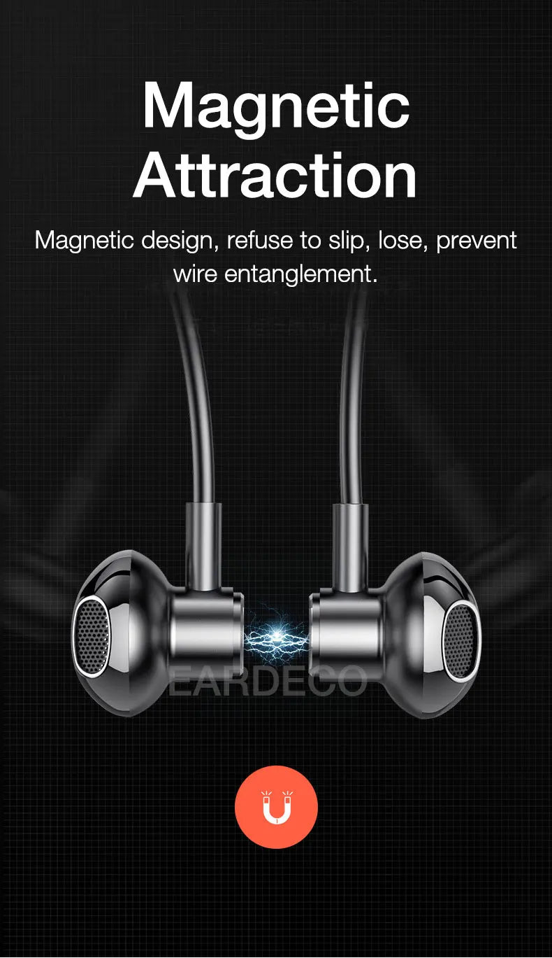 EARDECO 100 Hours Endurance Wireless Headphones Bass Bluetooth Headphone Inear Neckband Earphones Sport Headset with Mic Stereo
