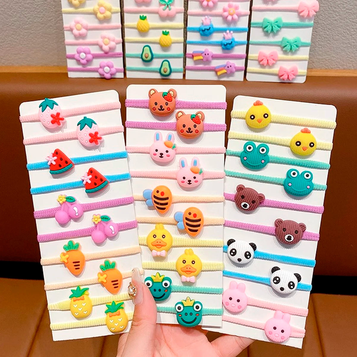 30pcs opp bag packaging Cartoon Towel Loop Hair Tie for Girls Stretch Hair Tie Delivered with Random Delivery