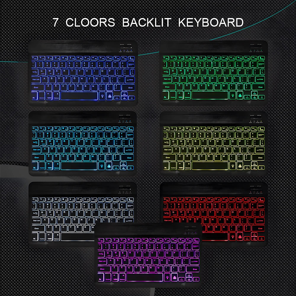 For iPad Backlit Backlight Bluetooth Keyboard Mouse For IOS Android Windows Portuguese Arabic Russian Spanish keyboard and Mouse