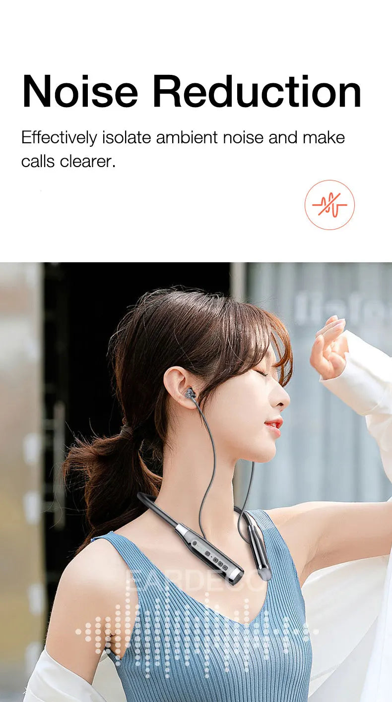 EARDECO 100 Hours Endurance Wireless Headphones Bass Bluetooth Headphone Inear Neckband Earphones Sport Headset with Mic Stereo