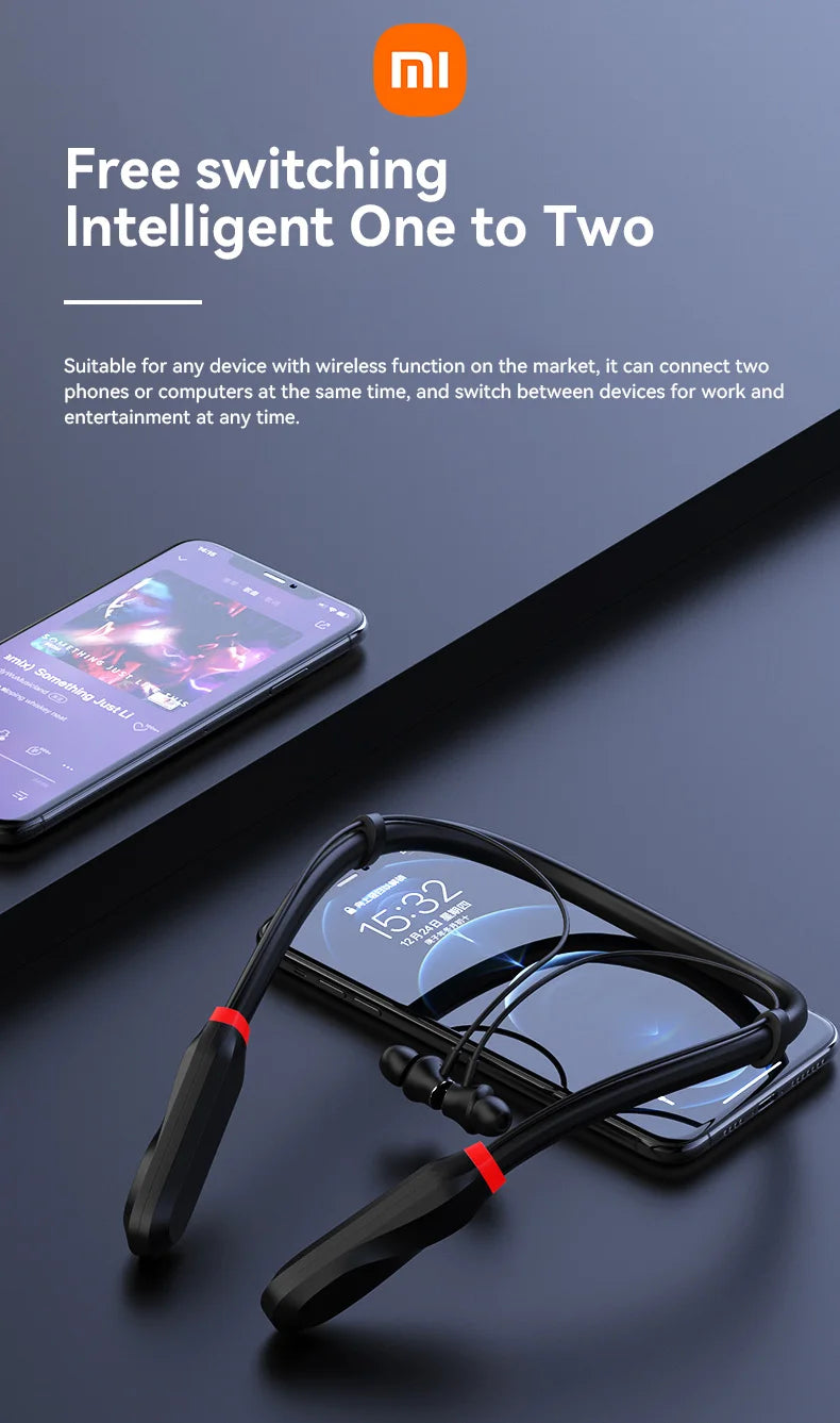 200 Hour Play XIAOMI i35 Neckband Wireless Earbuds Bluetooth5.3 Stereo Earphones Noise Reduction Sport Neckband Headset