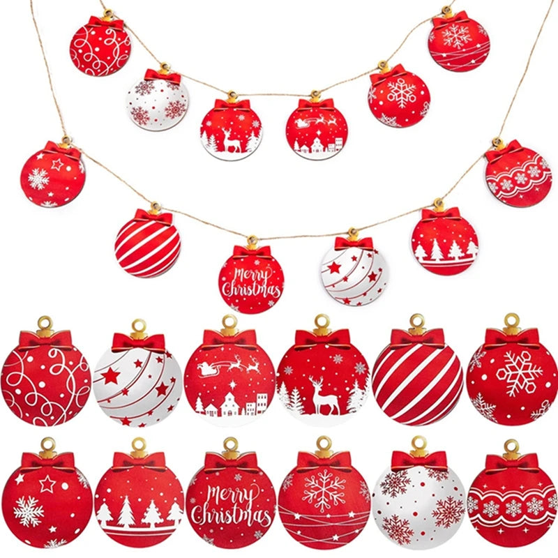 12Pcs Christmas Decoration Wooden Hanging Christmas Tree Pendant Ornaments for Home Decor Party Xmas Navidad New Year Accessory