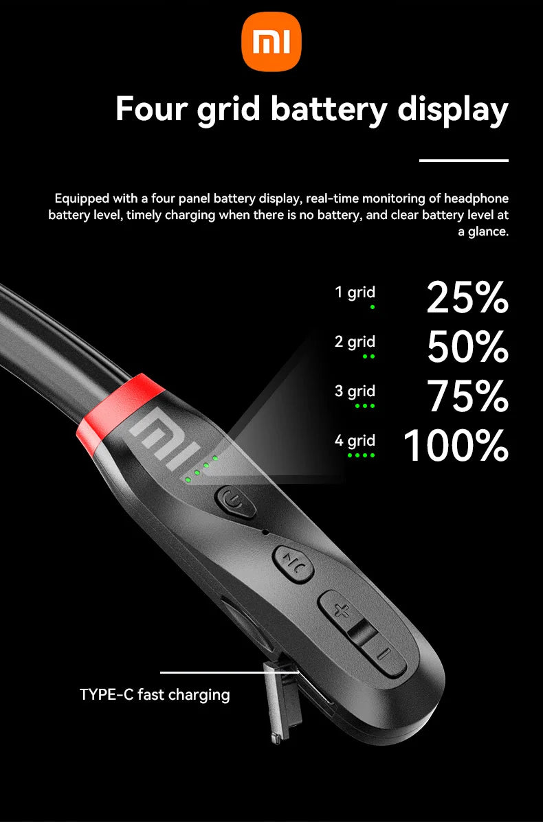 200 Hour Play XIAOMI i35 Neckband Wireless Earbuds Bluetooth5.3 Stereo Earphones Noise Reduction Sport Neckband Headset