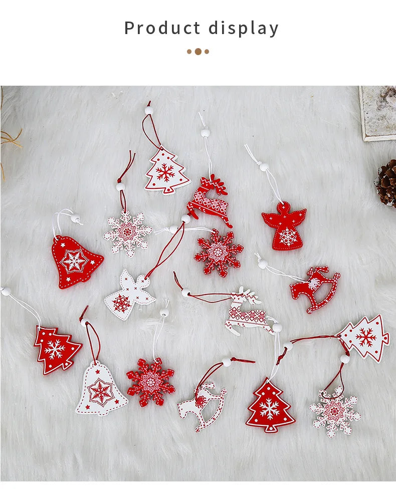 9/12pcs Christmas Dwarf Wooden Pendant Christmas Tree Hanging Ornaments New Year 2024 Christmas Gift Decorations Noel Home Decor