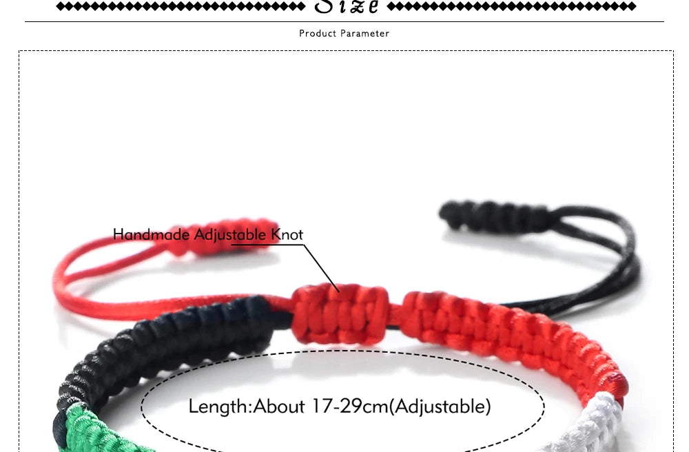 Palestine Flag String Bracelet Red Black White Green Rope Braided Bangle Christmas Gift UAE Kuwait Natural Stone Beads Bracelets