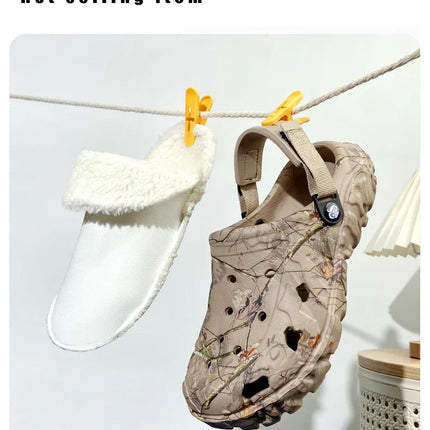 YRZL Winter Colgs Slippers Men's Shoes Men Beach Working Garden Shoe Home Soft Plush Slippers Bedroom Fuzzy Shoes Indoor Outdoor