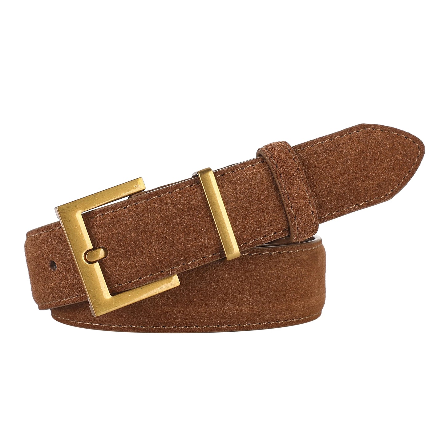 Luxury Genuine Leather Women Belt for Jeans and Dress Vintage Suede Cowhide Waistband Golden Square Buckle Ladies Trendy Belts