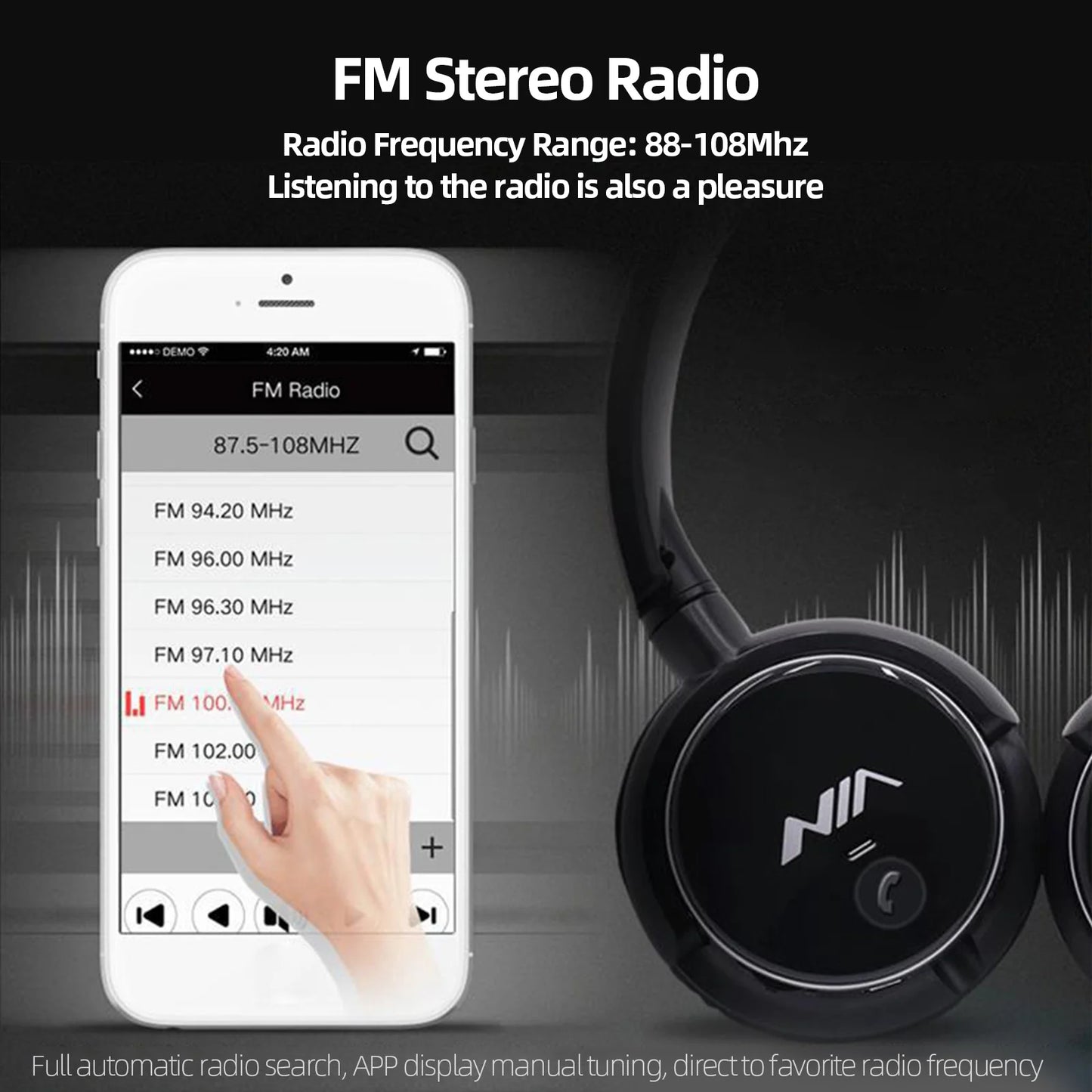 Bluetooth Headphone Wireless Stereo Music Headset Over-ear TF Card FM Radio Foldable Wired Earphone with Microphone APP Control