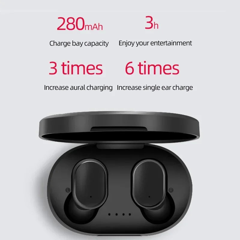 A6S TWS Bluetooth Wireless Headphones Wireless Earbuds 5.0 TWS Earphone Noise Cancelling Mic for Xiaomi iPhone Huawei Samsung