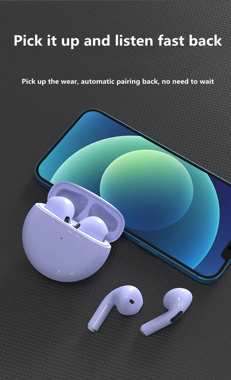 Original Air Pro 6 TWS Wireless Headphones Fone Bluetooth Earphones Mic Pods InEar Earpods Pro6 sport Headset For Xiaomi