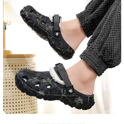 YRZL Winter Colgs Slippers Men's Shoes Men Beach Working Garden Shoe Home Soft Plush Slippers Bedroom Fuzzy Shoes Indoor Outdoor