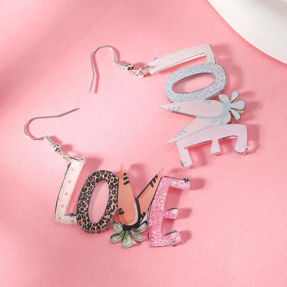 2 PCS Cute LOVE Letter Radish Easter Earrings