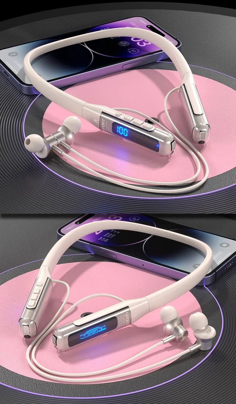 EARDECO 80 Hours Endurance Bluetooth Sport Headphone with Mic Wireless Headphones Bass Stereo Neckband Earphones Bluetooth 5.3
