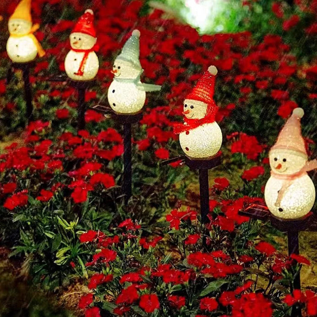 2024 New Christmas Snowman Decoration Light LED Solar Lights Outdoor Waterproof Post Lamp Garden Lawn Landscape Nightlight