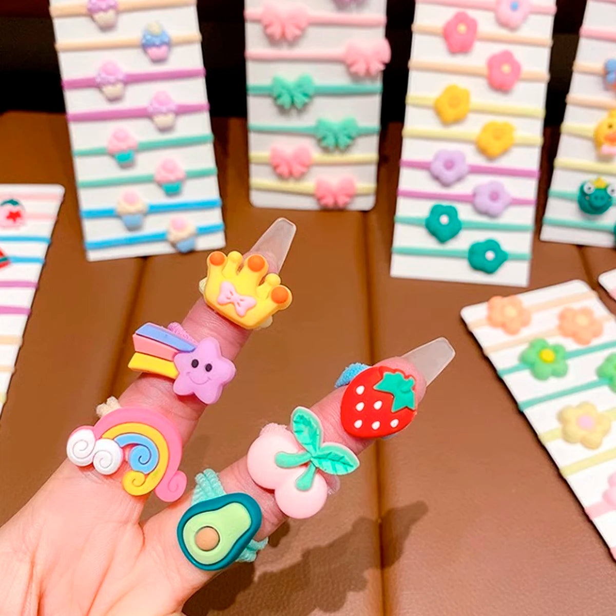 30pcs opp bag packaging Cartoon Towel Loop Hair Tie for Girls Stretch Hair Tie Delivered with Random Delivery