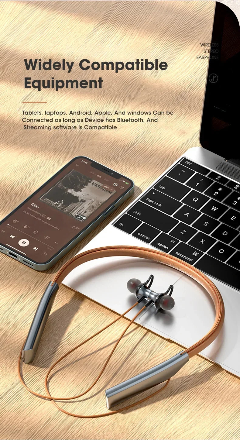 80 Hours Playback Wireless Headphones Bass Sport Bluetooth Headphone HiFi Earbuds Bluetooth Wireless Headset with Microphone