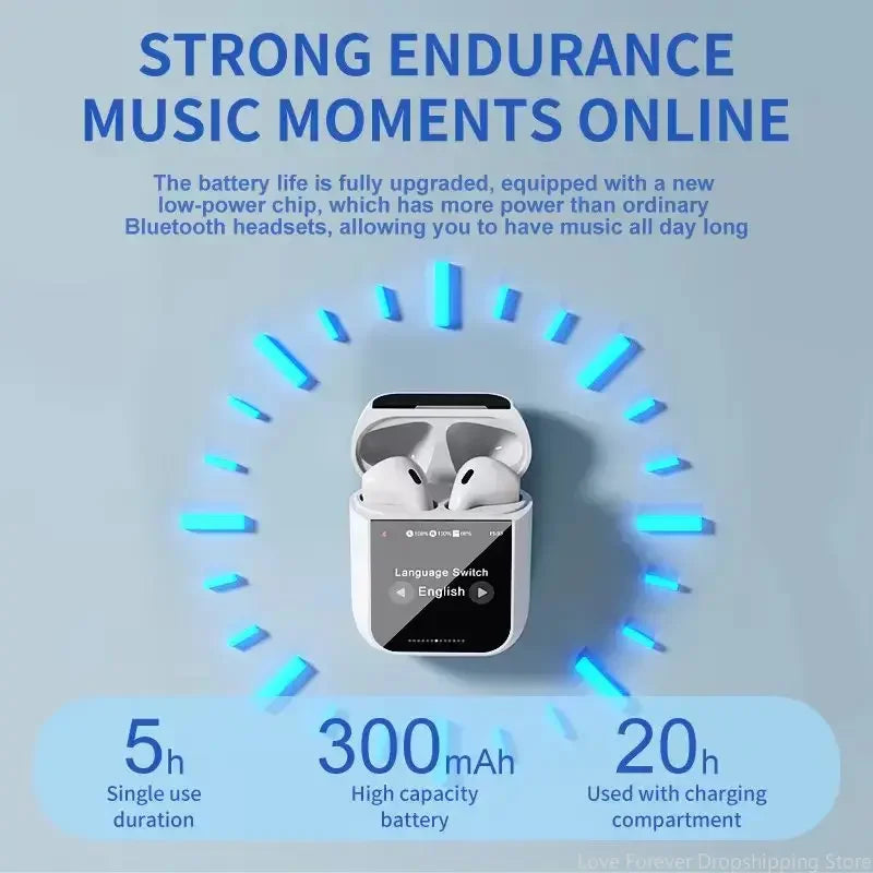 Xiaomi A2Pro Earphones Active Noise Reduction Wireless ANV Full Color LED Intelligent Touch Screen Wireless Bluetooth Headphones