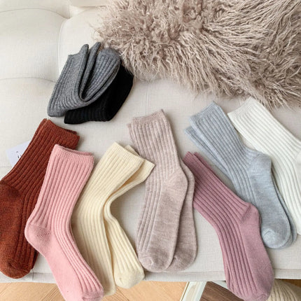 2024 New Winter  Cashmere Wool Women Socks  Casual japanese fashion Solid Color Thicker Long Sock Girls Thermal Warm Crew Sock