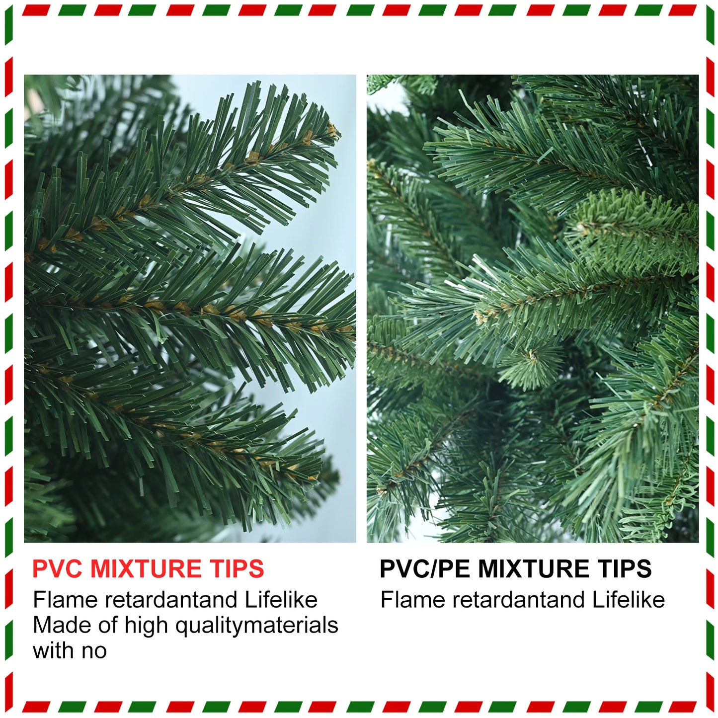 5FT/6FT/7.5FT Artificial Christmas Tree PVC Holiday halloween Xmas Tree Sturdy Metal Stand for Home/Office/Party NO Light