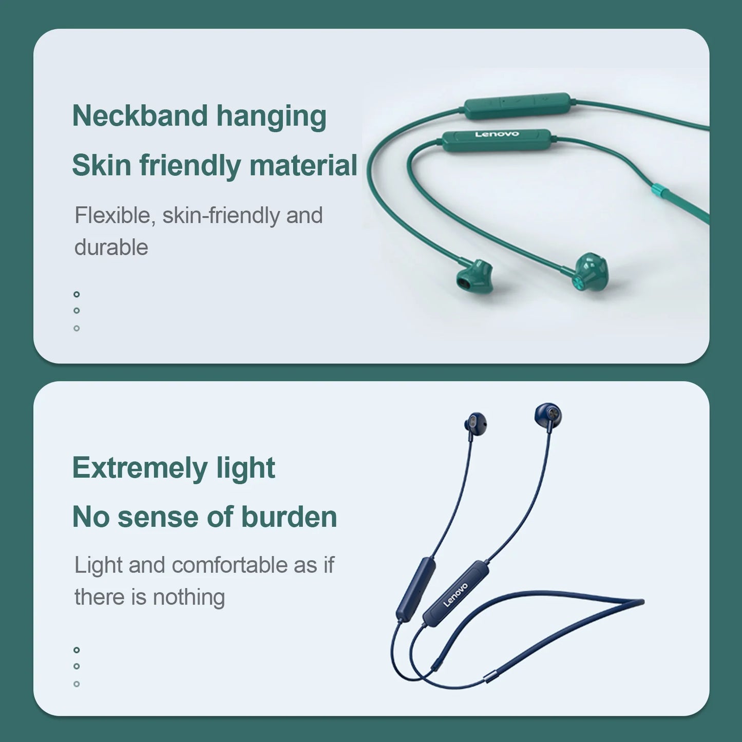 New Lenovo SH1 Wireless Earphone Bluetooth 5.0 Chip HIFI Sound Quality IPX5 Waterproof Sports Headset Magnetic Neckband Earbuds