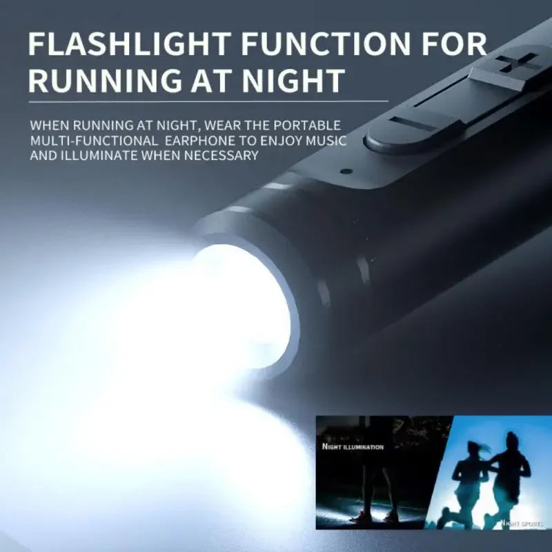 EARDECO 120 Hour Bluetooth Headphone Stereo Bass Wireless Headphones Neckband Earphones Power Flashlight Display Neck Headset