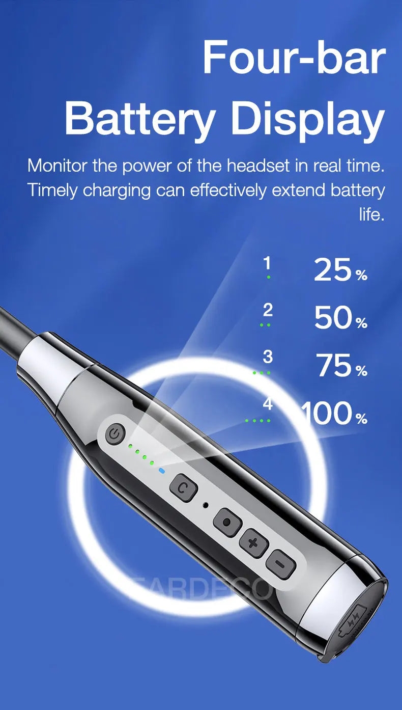 EARDECO 100 Hours Endurance Wireless Headphones Bass Bluetooth Headphone Inear Neckband Earphones Sport Headset with Mic Stereo