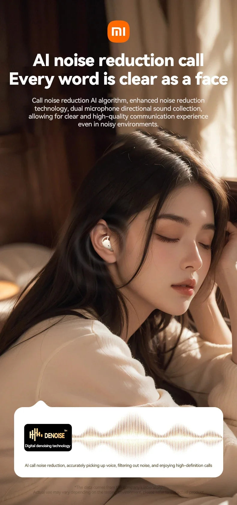 XIAOMI MIJIA M73 TWS Sleep Wireless Earbuds Bluetooth5.4 In Ear Stereo Hidden Earphones Noise Cancelling Headphones With Mic
