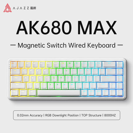 AJAZZ AK680 MAX Magnetic Switch Mechanical Keyboard 60% Rapid Trigger 0.01mm 8K/1K Return 68 keys Wired/Wireless Gaming Keybaord