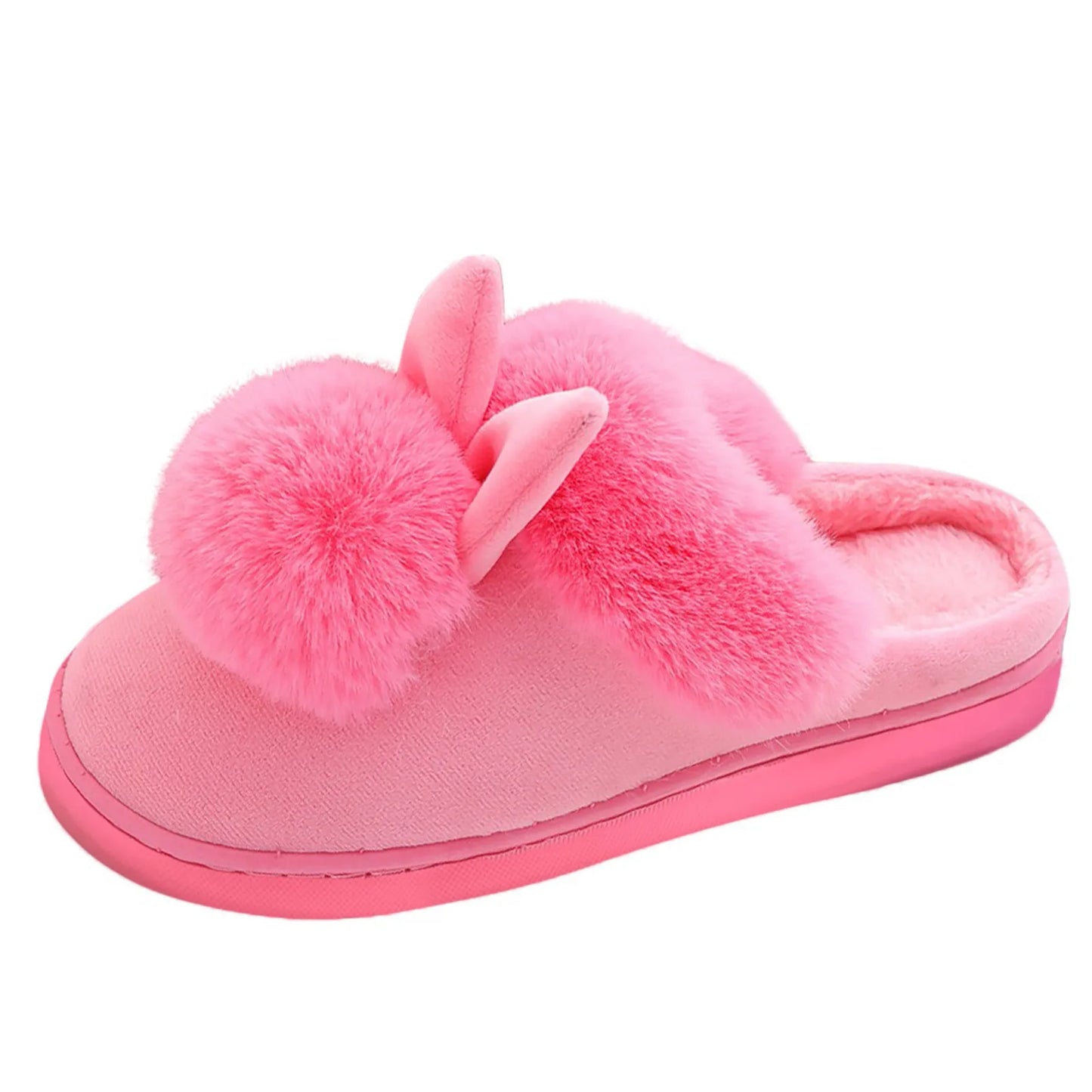 Winter Warm Home Fur Slippers Womens Indoor Home Rabbit Shoe Furry Ears Footwear Indoor Bedroom Flat Heels Fluffy Slippers Shoes