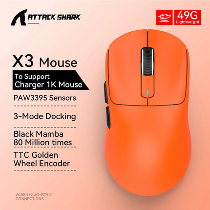 Attack Shark X3orX3Pro  PixArt 1K/4K lightweight,3-mode macro wireless gaming mouse,26K DPI PAW3395,suitable for laptop/Win/Mac