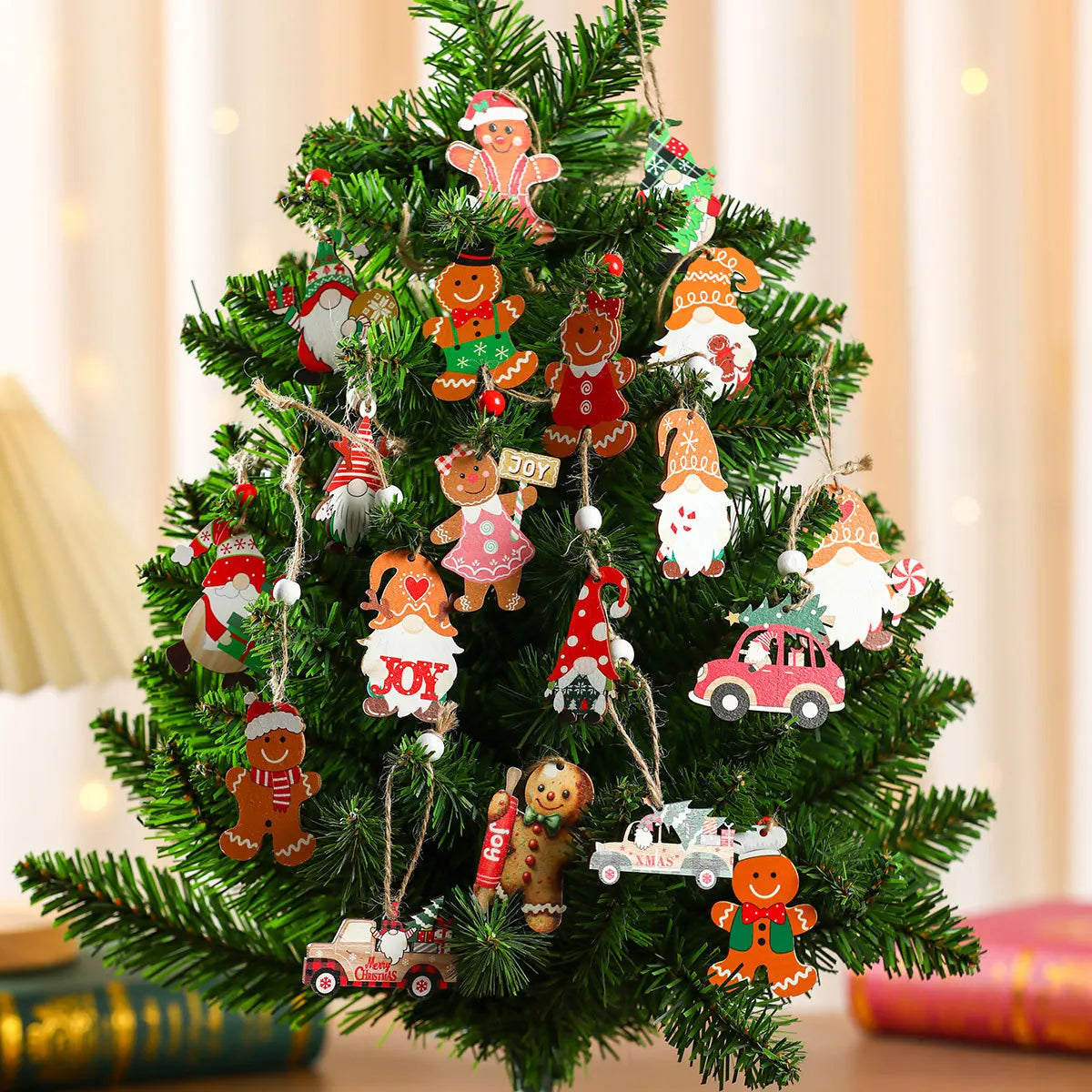 9/12pcs Christmas Dwarf Wooden Pendant Christmas Tree Hanging Ornaments New Year 2024 Christmas Gift Decorations Noel Home Decor